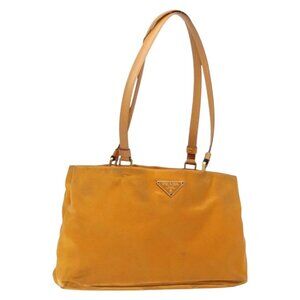 PRADA Shoulder Bag Nylon Orange Gold Auth 141517